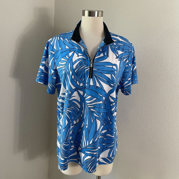 Tail White Label Womens Plus XXL Tropical Quarter Zip Top Short Sleeve UPF 50+ - Picture 1 of 9